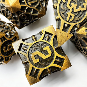 Ensemble de dés polyédriques en métal à relief gothique, dés géométriques européens sculptés, 7 pièces, pour jeux de table DND - Product Image 5