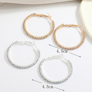 Pendientes de Aro Grandes de Lujo de 4.5CM con Diamantes Dorados y Plateados, Pendientes de Aro con Cristales Brillantes para Mujer, para Fiestas y Uso Diario - Product Image 2