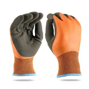 Sarung tangan lateks untuk musim dingin, sarung tangan kualitas Premium dilapisi pasir lateks tahan air, sarung tangan keselamatan kerja musim dingin hangat