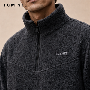 Veste polaire à demi-zip avec logo personnalisé, pull polaire, manteau d'extérieur en polaire brossée - Product Image 4