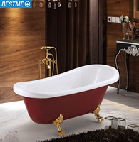 Baignoire autoportante en céramique moderne et durable pour une personne, avec drain et trop-plein, portable pour villas