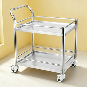 Chariot de service robuste à 3 niveaux en acier inoxydable, chariot de livraison de nourriture roulant avec poignée pour restaurant, cantine, hôtel, banquet - Product Image 1