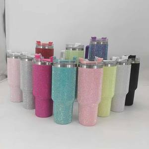 Vaso ostentoso con diamantes <span class=keywords><strong>de</strong></span> imitación, <span class=keywords><strong>vasos</strong></span> <span class=keywords><strong>de</strong></span> vino, Copa aislada <span class=keywords><strong>de</strong></span> acero inoxidable con purpurina <span class=keywords><strong>de</strong></span> paja, térmica al vacío - Product Image 1