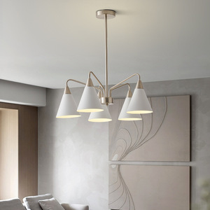 French Vintage Bauhaus-Style Minimalist Modern Iron Dimmable Designer <b>Lighting</b> Elegant Chandelier Middle for Living Room <b>Dining</b> - Product Image 1