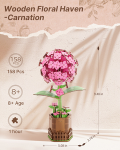 Kit de puzzle 3D en bois à monter soi-même, motif Hortensia en pot, pour décoration de bureau - Product Image 4