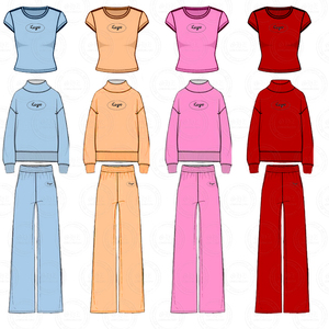 2025 New Arrivals Y2K Quần Áo Cao Cô Gái Thân Thiện Thiết Lập Dài Cotton Terry Áo Và Quần Cho Phụ Nữ Hai Mảnh Quần Bộ - Product Image 1