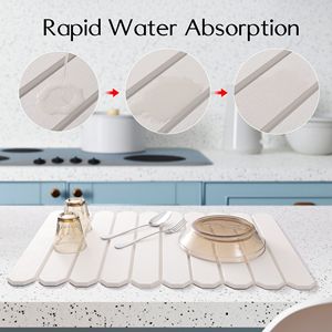 Modello personalizzabile e colore pieghevole tappetino diatomea terra a secco utensile da cucina drenante piano di lavoro assorbente da bagno - Product Image 4