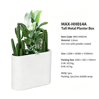 Pot de fleurs rectangulaire arrondi moderne en métal, anti-rouille, imperméable, avec revêtement en poudre, pour extérieur, avec trou de drainage, écologique, durable
