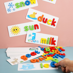 Jeu <span class=keywords><strong>d</strong></span>'<span class=keywords><strong>orthographe</strong></span> en bois en gros, cartes <span class=keywords><strong>d</strong></span>'images de mots fréquents, traçage des lettres, phonétique, jouets préscolaires pour l'éveil à la lecture des enfants - Product Image 3