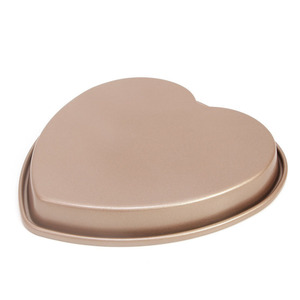 Heart Shaped Cake Pan 8 Inch Non Stick Baking Mold For Oven Use Gold Color - Product Image 2