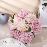 BF-AF07-1 Nouveau design, bouquet de fleurs artificielles en soie de haute qualité, fait main, pivoines blanches et rose poudré, pour Noël, la rentrée scolaire et la maison