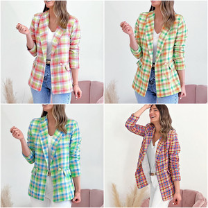 Áo <span class=keywords><strong>Blazer</strong></span> nữ bán chạy, họa tiết ca rô, tay dài, kiểu dáng thường ngày, có túi. - Product Image 5