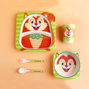 Kinder Teller Bambus Andenken Hộp Bé Tấm Phim Hoạt Hình, Dễ Thương Tùy Chỉnh Phim Hoạt Hình Động Vật Tre Kids Tấm Chất Lượng Cao - Product Image 2