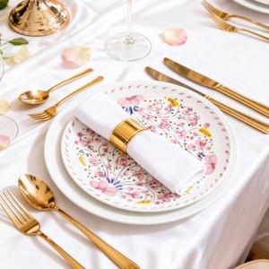 Whimsical Garden:Lace Rim Wedding Fine Bone ChinaDecorative Pink Floral <b>Ceramic</b> <b>Plate</b> Factory Wholesale Durable - Product Image 6