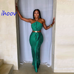 IHOOV Abito <span class=keywords><strong>da</strong></span> <span class=keywords><strong>Sera</strong></span> Plissettato Sensuale con Spacco Posteriore, Elegante Abbigliamento Femminile - Product Image 1