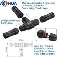 AOHUA Outdoor Power 2 Cable de 3 pines Impermeable Tipo T Tornillo Terminales Asamblea IP67 IP68 Conector macho hembra
