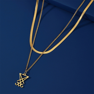 Sigil di lucifero collana ciondolo in acciaio inox doppio strato di serpente sigillo a catena di satana amuleto gioielli da donna - Product Image 3