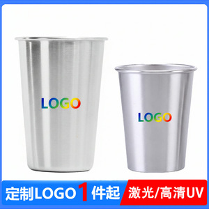 304 Stainless Steel Drinking <b>Cup</b> Silver Straight Design Camping Beer Mug Single Layer <b>Cold</b> Drink Use - Product Image 4