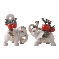 Gelukkige Olifant Dierenhars Gecustomizeerd Beeldje Creatief High-End Artistiek Sculptuur Kunst Collectible Feestdagen Huis Bedrijfsgeschenk