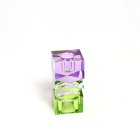 Bougeoirs coniques en verre carré coloré pour ensembles de bougeoirs en cristal décoratifs de pièce maîtresse de Table