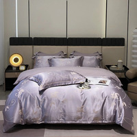 Parure de lit élégante en jacquard 100 % coton, housse de couette, drap et taie d'oreiller doux et infroissables, pour chambre à coucher décorative