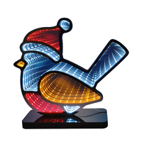 Miroir tunnel 3D de haute qualité avec lumières LED, miroir infini en forme d'oiseau de Noël, lumière néon à piles, acrylique IP66, décoration d'intérieur