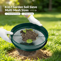 Tamis de jardin multi-mailles, ensemble de tamis 4-en-1 en acier inoxydable pour tamiser le sable, la terre, le gravier et le compost, empilable