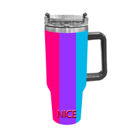 Mug de voyage isotherme en acier inoxydable personnalisé Androgyne Gay Rainbow de 40 oz avec poignée robuste, idéal pour les trajets en véhicule et les pauses thé au bureau