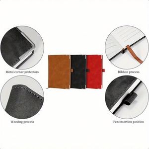 A5 Hardcover Notebook <b>Set</b> Premium Black Gift Box Smooth <b>Writing</b> No Ink Residue Pen Included Leather Cover 100 Sheets - Product Image 4