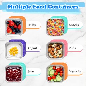 6oz tái sử dụng thép không gỉ Snack <span class=keywords><strong>container</strong></span> Leak-proof Stackable nhỏ Kim loại thực phẩm <span class=keywords><strong>container</strong></span> với Silicone có nắp đậy - Product Image 4