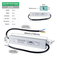 Transformador de fuente de alimentación conmutada de controlador LED para exteriores a prueba de agua IP67, controlador de iluminación de CC 12V 24V para LED de 60W 200W
