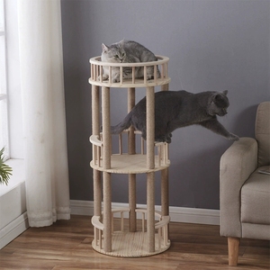 Tour en bois massif pour adultes, arbre d'intérieur multi-niveaux, mobilier de centre d'activités, maison de jeu pour animaux de compagnie, griffoir et condo - Product Image 2