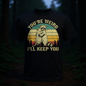 Camiseta para parejas con diseño de mapache y opossum: You're Weird I'll Keep You - Product Image 3