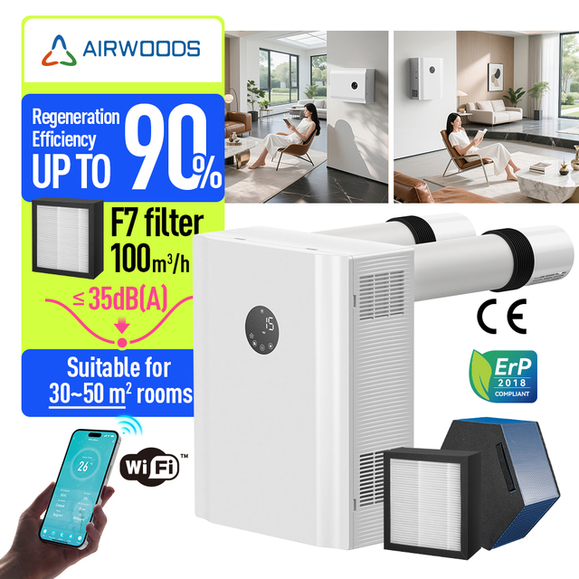 Recuperator Wall Air Purifier with Energy-Saving DC Motor for Smart Building Ventilation Use