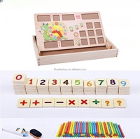 Horloge multifonctionnelle en bois jeu cognitif calcul mathématique boîte d'apprentissage jouets de conseil d'éducation précoce Montessori pour enfants