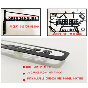 专业定制20号悬挂支架传统黑色涂层壁挂金属标牌欢迎马蹄形设计 - Product Image 5