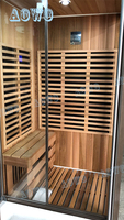 Sauna intérieur moderne sur mesure avec douche intégrée, cabine de sauna à vapeur sèche