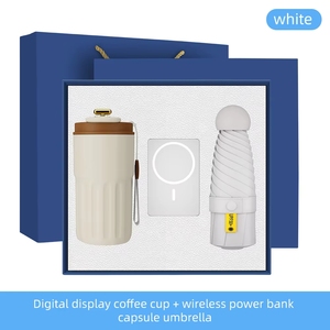 Taza de Café de Viaje de Acero Inoxidable con Pantalla de Temperatura Inteligente LED + Banco de Energía + Paraguas, Set de Regalo Empresarial - Product Image 4