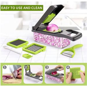 2023 Top Seller Kitchen Accessories 14 in 1 Food Dicer Onion Veggie Chopper Mandoline Slicer Multifunctional <b>Vegetable</b> Cutter - Product Image 5
