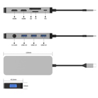 USB C Hub Multi port Adapter 10-in-1 mit 4K HDTV VGA, USB A, SD TF,USB C PD100W, Audio für Win Dows/Mac,USB C Geräte