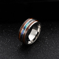 Bagues tendance en carbure de tungstène avec bois de Koa hawaïen et coquille d'ormeau argentées de 8 mm pour hommes, idéales pour les mariages