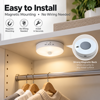 Lampu Malam LED Sensor Gerak ABS Modern Warna Putih Hangat, Dapat Diisi Ulang, Tanpa Kabel, Magnetik, untuk Kamar Tidur, Tangga, Lemari