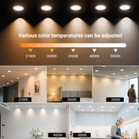 Plafonnier LED encastré ultra-plat rond 9W 12W, 6 pouces, 5CCT, dimmable, forme ronde, panneaux LED SMD, certifié ETL