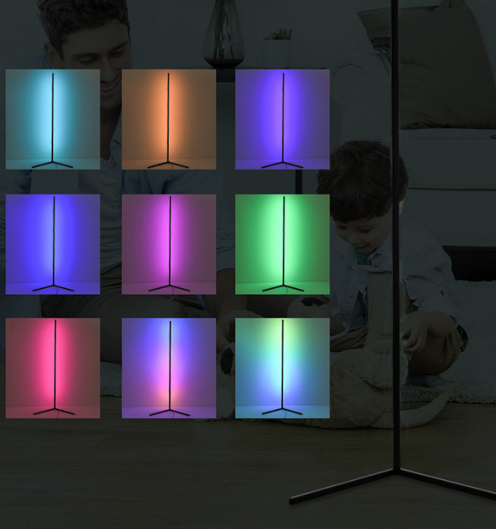 Lampada d'angolo soggiorno colorato rosso netto triangolo dal vivo riempire luce atmosfera lampada LED lampada da terra RGB dimmerabile