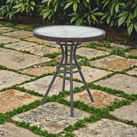 Table de salle à manger ronde en rotin en acier et aluminium moderne Joyeleisure pour une utilisation en extérieur