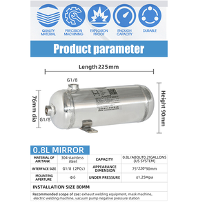 Les fabricants peuvent personnaliser un réservoir de <span class=keywords><strong>compresseur</strong></span> en acier inoxydable de 0,8 L, un réservoir en acier, un réservoir <span class=keywords><strong>tampon</strong></span> - Product Image 2