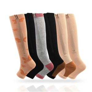 Bas de contention unisexe K1410 à haute élasticité, protection professionnelle des jambes avec fermeture éclair, bas longs - Product Image 2