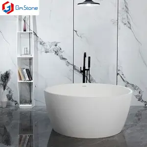 Vasca da bagno moderna autoportante vasca da bagno in resina di pietra/vasca da bagno in superficie solida/vasca da bagno Freestanding rotonda economica
