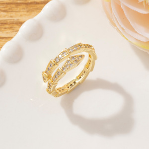 Con Rắn Nhẫn-18K Vàng Mạ Cubic Zirconia Micro Pave Cơ Sở Đồng Có Thể Điều Chỉnh Không gây Dị ứng Bán Buôn Cho Phụ Nữ - Product Image 2