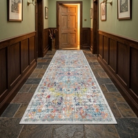 Tapis de couloir vintage à motif floral oriental vieilli, antidérapant, lavable, long, style bohème, tapis de zone à motif traditionnel